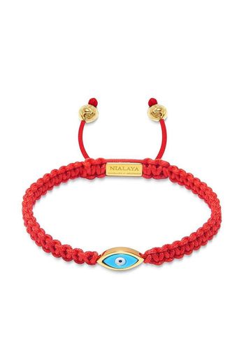 Nialaya Jewelry Bracciale intrecciato con ciondolo occhio del diavolo - Rosso