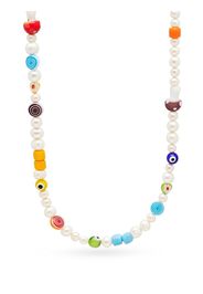 Nialaya Jewelry pearl-embellished glass choker - Bianco