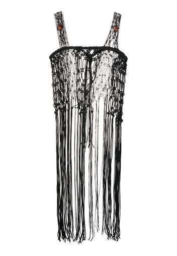 Niccolò Pasqualetti jasper-detail knotted fringed dress - Nero