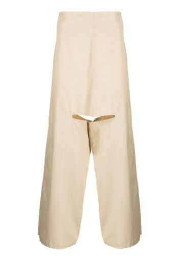 Niccolò Pasqualetti cut-out detail cotton trousers - Marrone