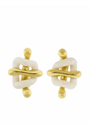 Nicholas Varney 18kt yellow gold cocholong ribbon clip-on earrings - Oro