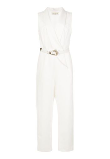 belted tuxedo jumpsuit