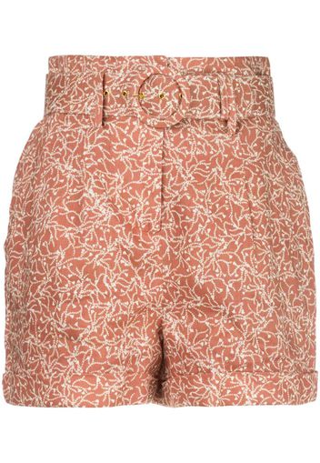 Shorts a fiori con cintura