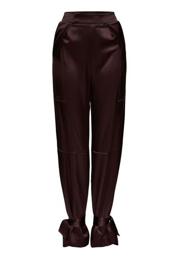 Nicholas Erato silk tied-cuff trousers - Marrone