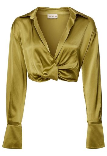 Nicholas Elea cropped wrap shirt - Verde