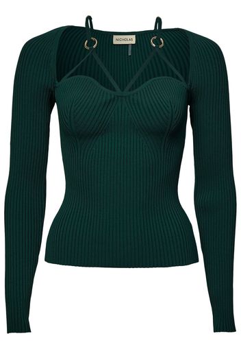 Nicholas Janine knitted strappy top - Verde