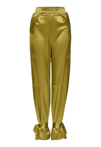 Nicholas Erato silk tied-cuff trousers - Verde