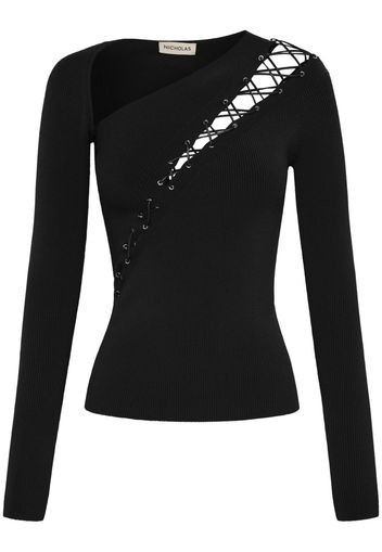 Nicholas Cosima lace-up top - Nero