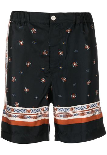 Nick Fouquet graphic-print silk-cotton bermuda shorts - Nero