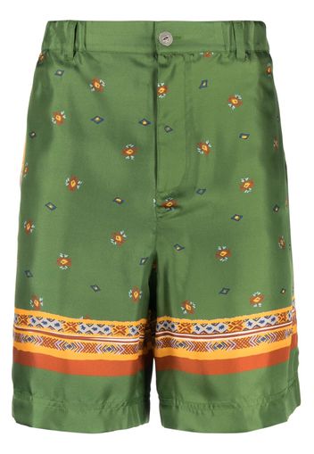 Nick Fouquet graphic-print silk shorts - Verde