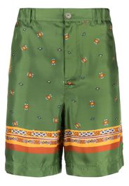 Nick Fouquet graphic-print silk shorts - Verde