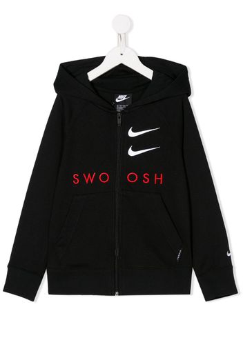 double-swoosh zip-up hoodie