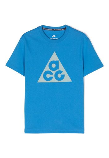 Nike Kids logo-print cotton T-shirt - Blu