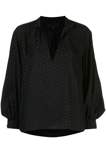 V-neck stand up collar blouse