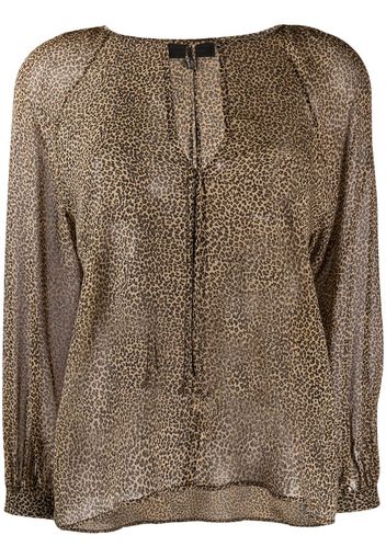 micro-leopard print silk blouse