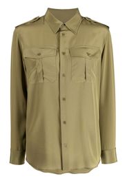 Nili Lotan epaulettes pointed-collar silk shirt - Verde