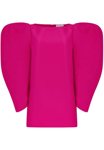 Nina Ricci gathered-sleeves taffeta dress - Rosa