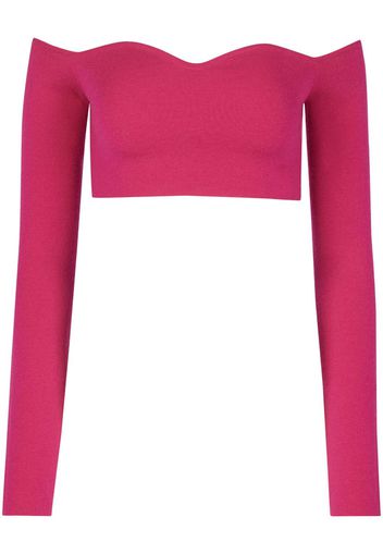 Nina Ricci sweetheart-neck off-shoulder cropped jumper - Rosa