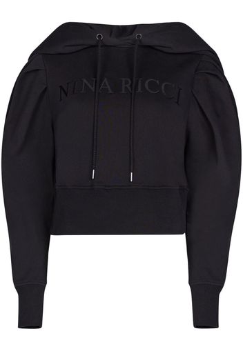 Nina Ricci logo-embroidered cotton hoodie - Nero