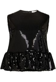 Nina Ricci Top smanicato con paillettes - Nero