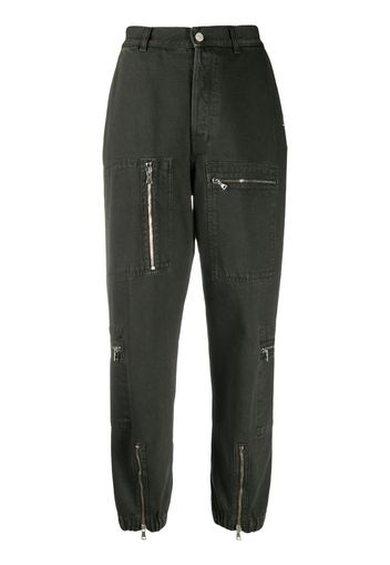 high-waisted zip detail trousers