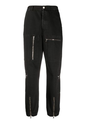 high waisted zip detail trousers