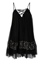 NISSA strap-detail pleated mini dress - Nero