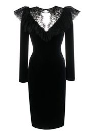 NISSA lace-detailing long-sleeve dress - Nero