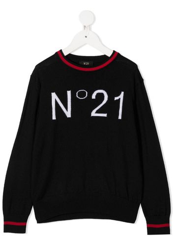 logo print knitted jumper