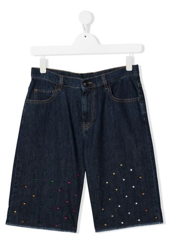 Nº21 Kids crystal-embellished denim shorts - Blu