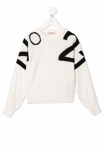 Nº21 Kids intarsia logo jumper - Bianco