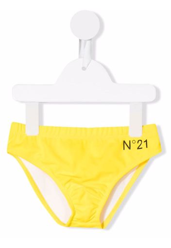 Nº21 Kids logo-print swim trunks - Giallo