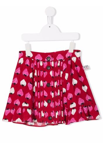 Nº21 Kids strawberry-print A-line miniskirt - Rosso