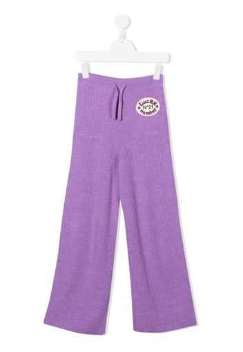 Nº21 Kids logo patch ribbed trousers - Viola