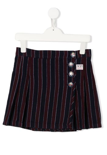 Nº21 Kids logo-patch striped mini skirt - Blu