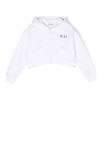 Nº21 Kids Felpa crop con cappuccio - Bianco