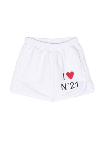 Nº21 Kids 'I Love Nº21' shorts - Bianco