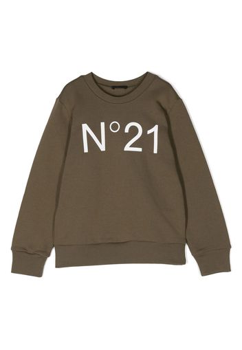 Nº21 Kids logo-print crew-neck sweatshirt - Verde