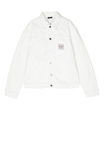 Nº21 Kids logo-patch long-sleeve shirt - Bianco