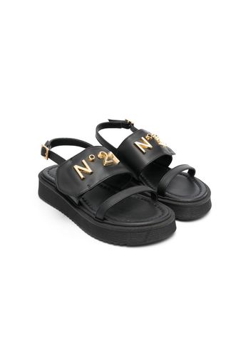 Nº21 Kids Sandali con placca logo - Nero