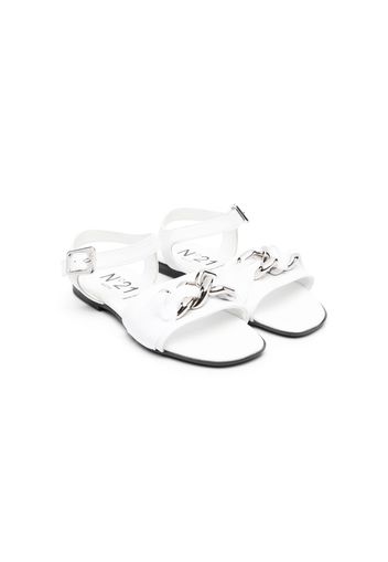 Nº21 Kids chain-link detail sandals - Bianco