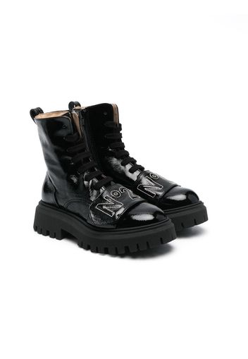 Nº21 Kids 50mm lace-up leather boots - Nero