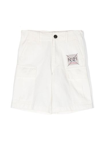 Nº21 Kids logo-patch cotton shorts - Bianco