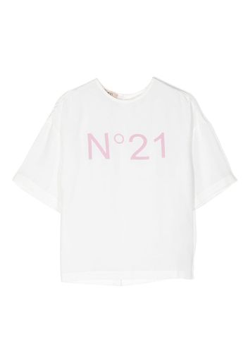 Nº21 Kids logo-print short-sleeve blouse - Bianco