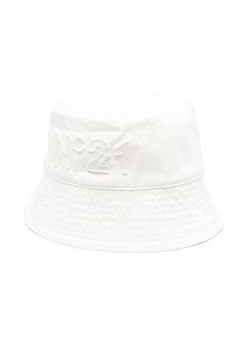 Nº21 Kids logo-patch cotton sun hat - Bianco