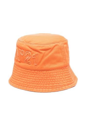 Nº21 Kids logo-patch cotton sun hat - Arancione