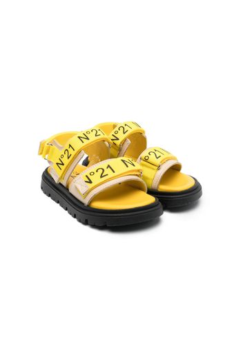 Nº21 Kids logo-print touch-strap sandals - Giallo