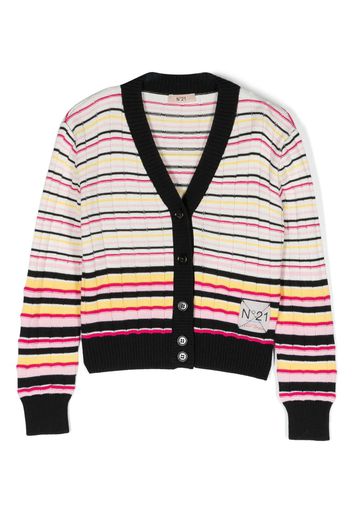 Nº21 Kids Cardigan a righe - Bianco