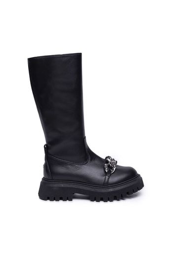 Nº21 Kids chain link-detailed leather boots - Nero