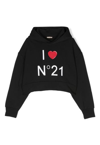 Nº21 Kids logo-print cotton hoodie - Nero